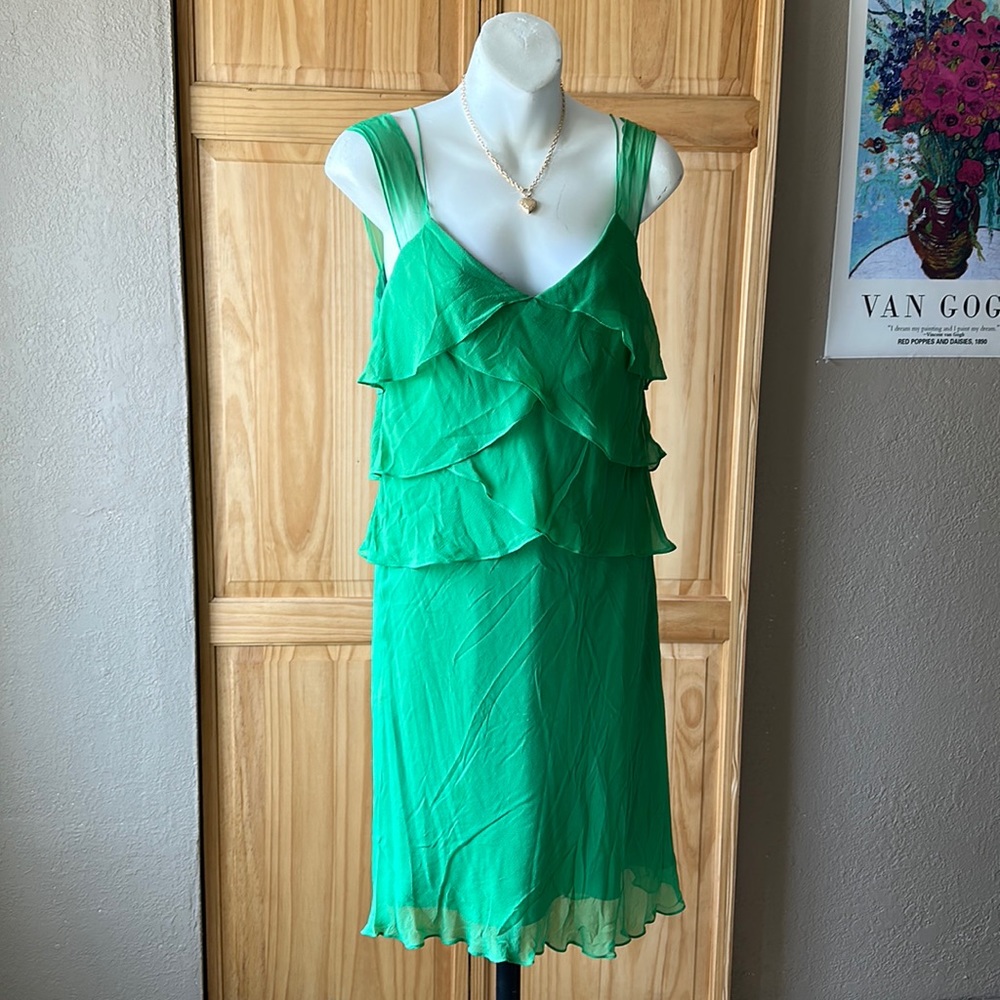 Donna Morgan 100% Silk Green Dress